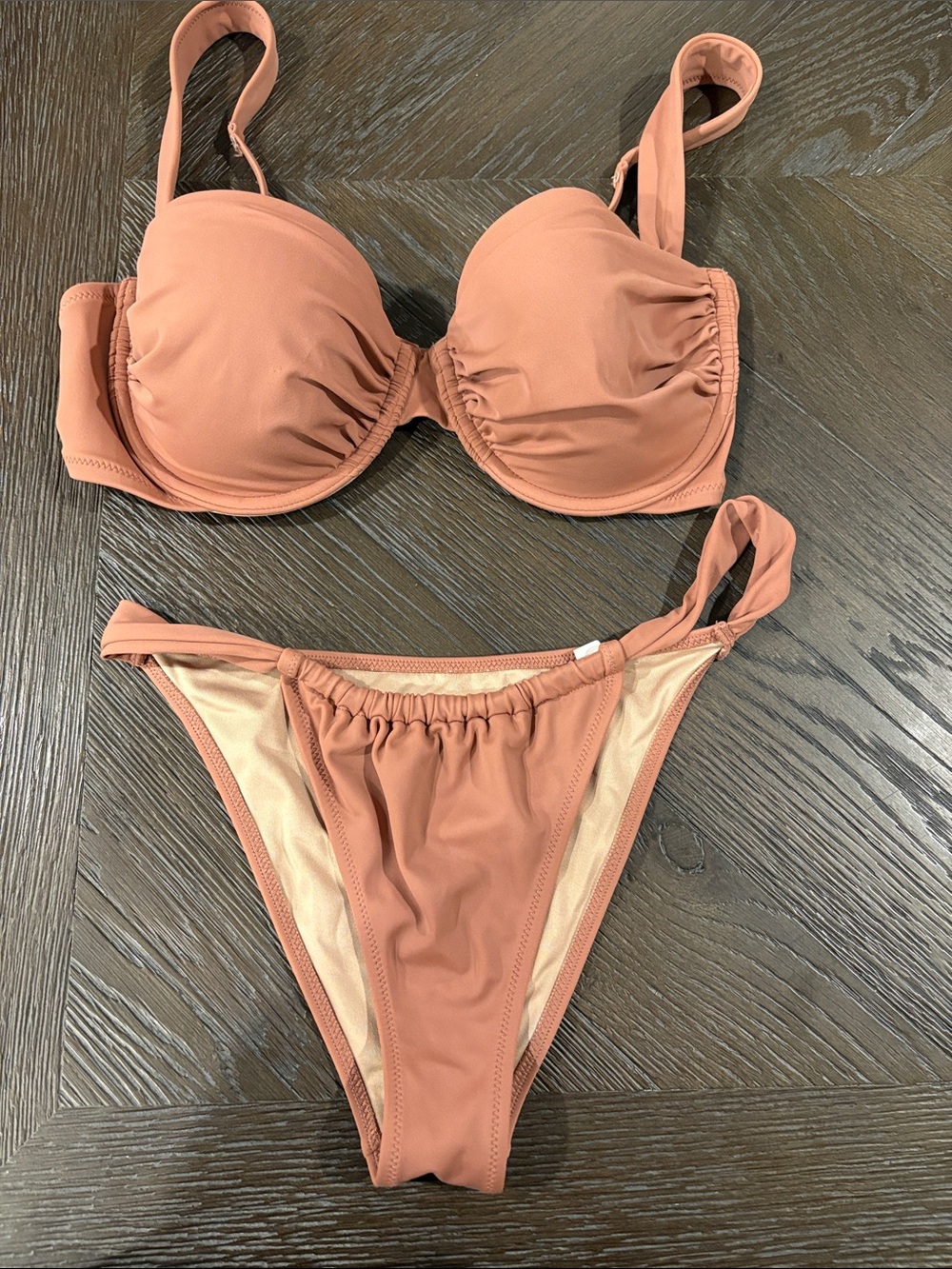Shade & Shore Ruched Bikini Set in Terracotta